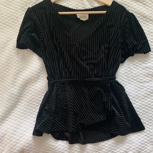 Anthropologie if by sea velvet self tie blouse